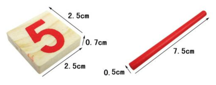 Dimensioni delle tessere e dei bastoncini in legno