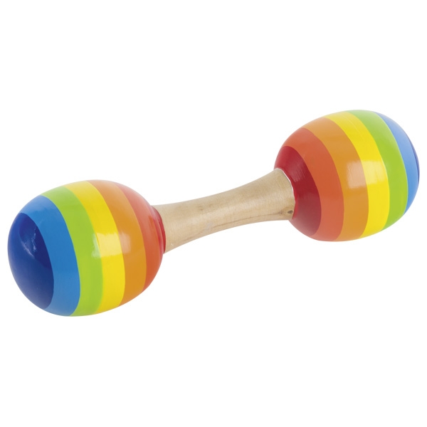 Doppia maracas arcobaleno in legno Montessori per neonati