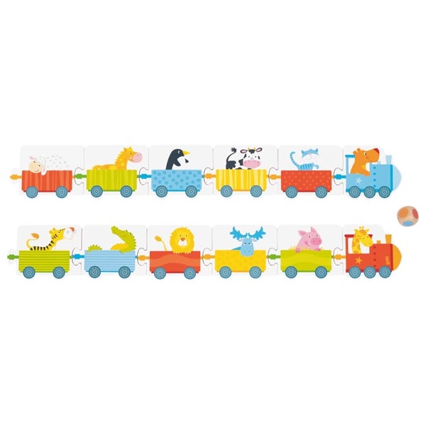 Wooden Dice Game – Animal Trains with a Colour Dice - Vista 3