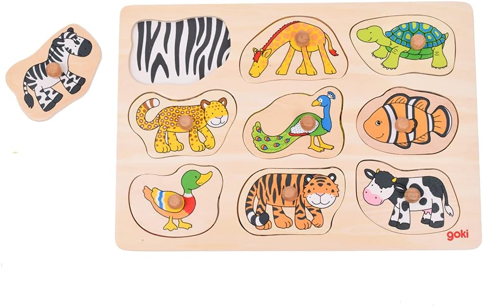Wooden Montessori Knob Puzzle – 9 Animals with Hidden Patterns - Vista 3