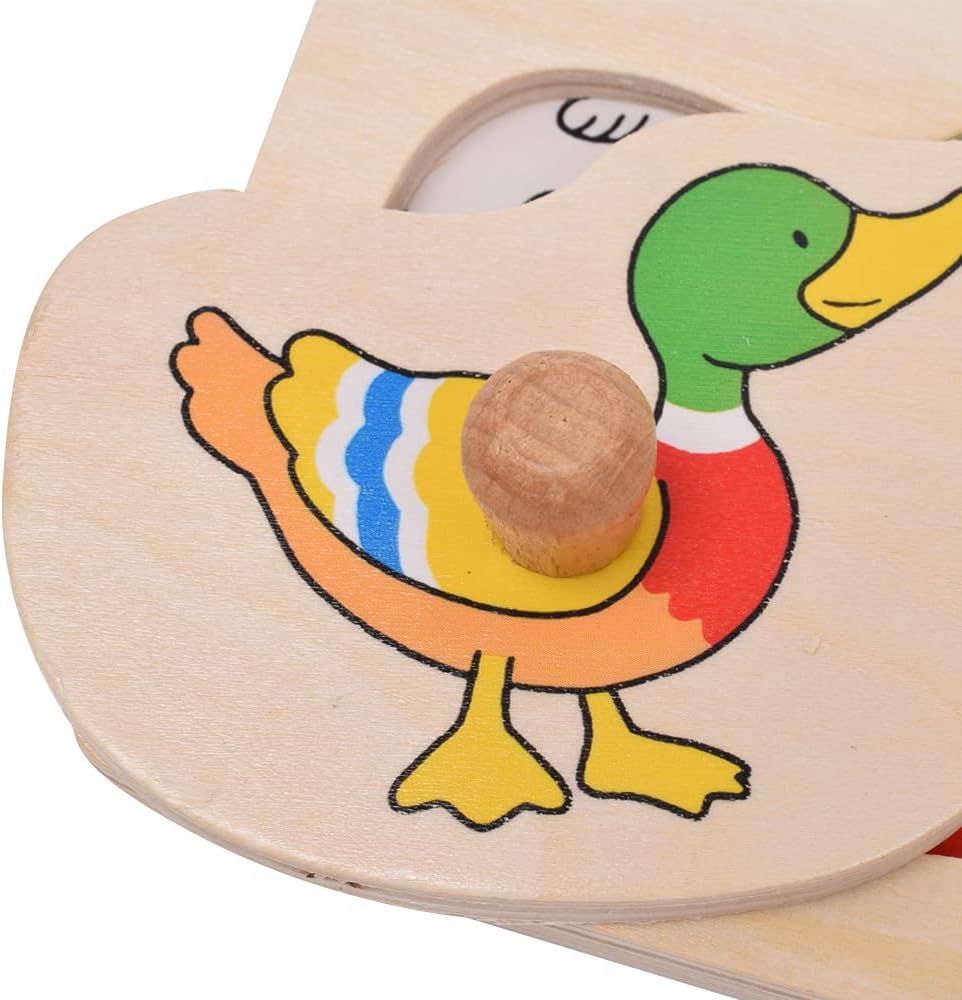 Wooden Montessori Knob Puzzle – 9 Animals with Hidden Patterns - Vista 6