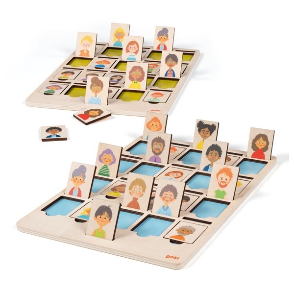 Wooden guessing game for 2 players – 2 boards of 16 faces