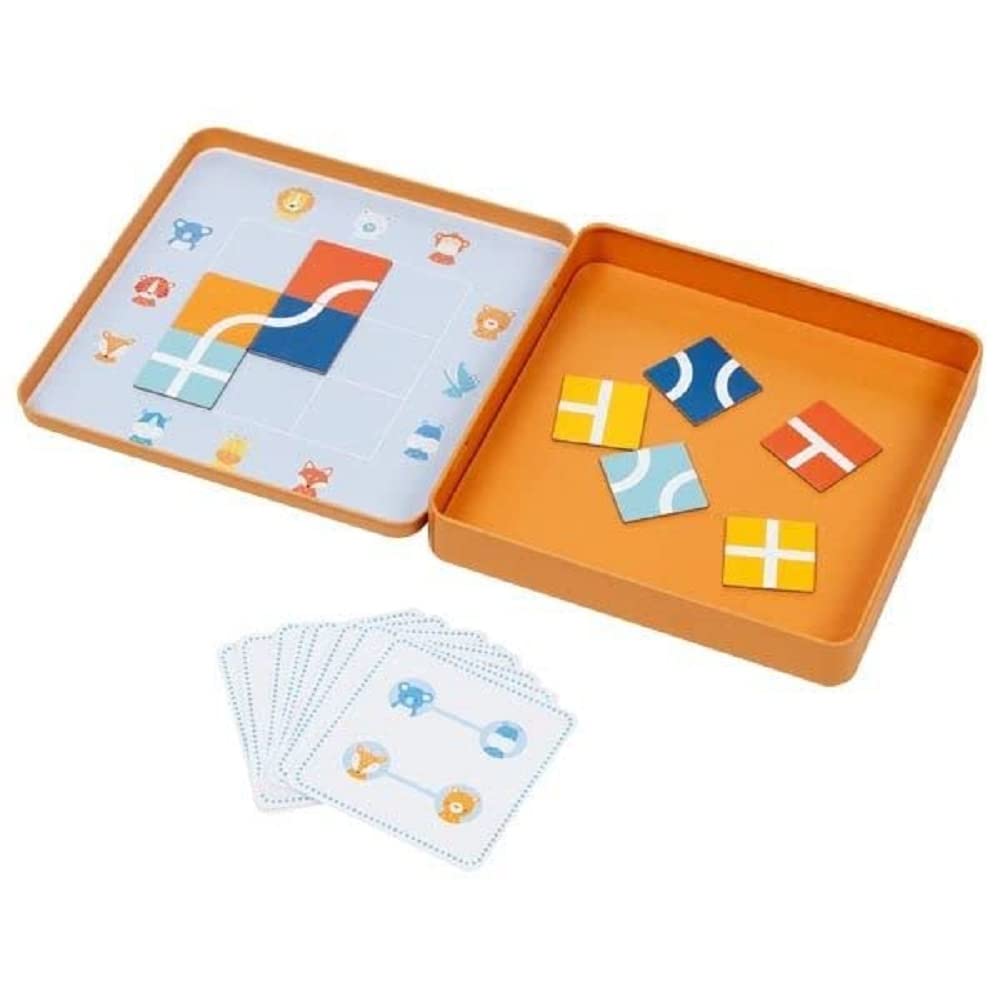 Find the Way Travel Game for Kids – 9 Magnetic Tiles, Metal Tin