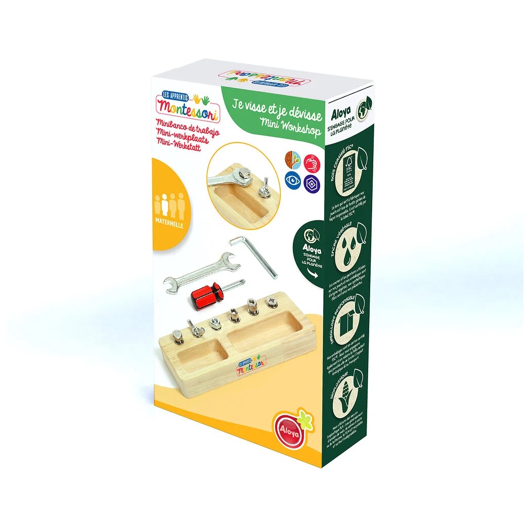 Wooden Montessori Nuts and Bolts Toy – 6 Fixings and Tools - Vista 2