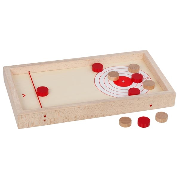 Wooden table curling game with sling puck – 2-in-1 reversible board - Vista 3