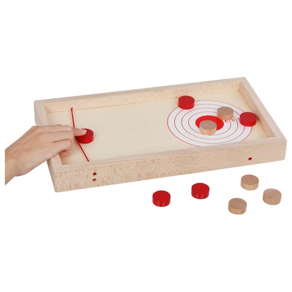Wooden table curling game with sling puck – 2-in-1 reversible board - Vista 4
