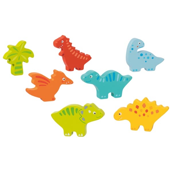 Wooden Montessori Dinosaur Puzzle – 7 Chunky Standing Pieces - Vista 2